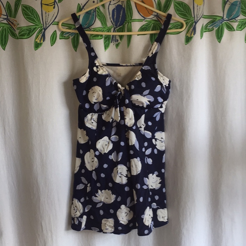 Navy floral one piece swimsuit dress